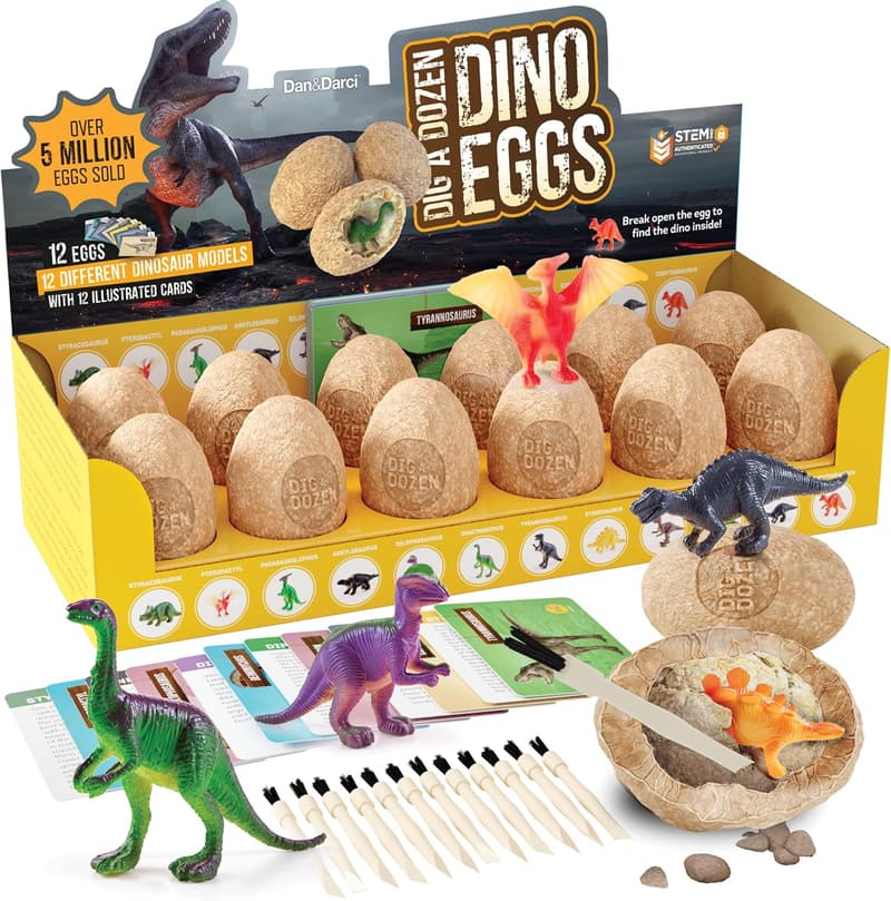 Dinosaur Egg Dig Kit - 12 Surprise Eggs for Kids 3-12