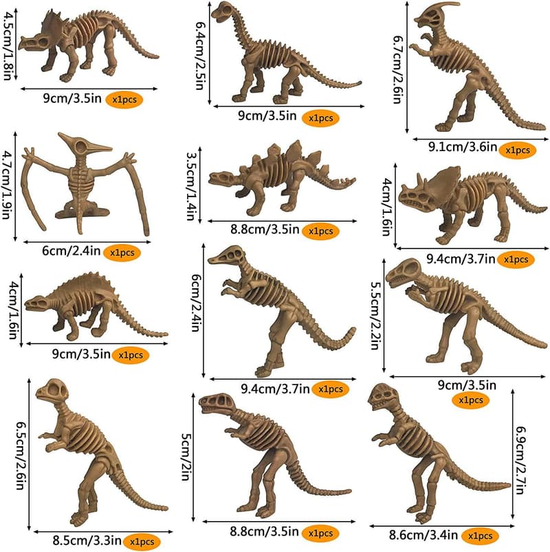 Dinosaur Skeleton Toy Figures - 48 PCS Educational Science Set