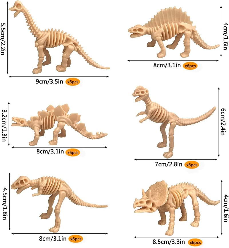 Dinosaur Skeleton Toy Figures - 48 PCS Educational Science Set