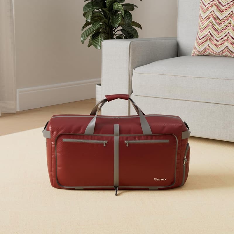 Foldable Travel Duffle Bag with Shoes Compartment - Lightweight & Water Repellent
