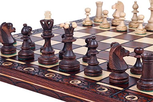 Handcrafted 16-inch Wooden Chess Set for 1-2 Players