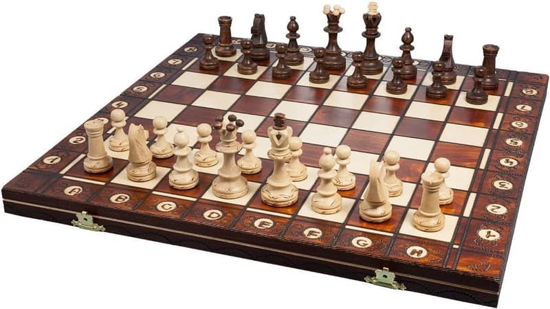 Handcrafted 16-inch Wooden Chess Set for 1-2 Players