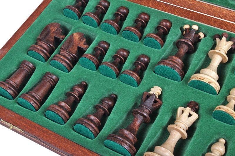 Handcrafted 16-inch Wooden Chess Set for 1-2 Players