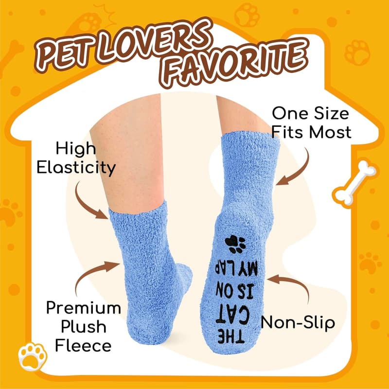Cat Lover Novelty Socks for Her or Him - Funny Fuzzy Gift