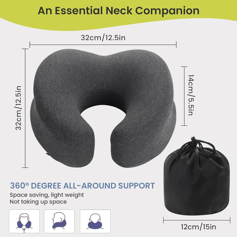 Memory Foam Face Down Pillow - Breathable and Skin Friendly (Black)
