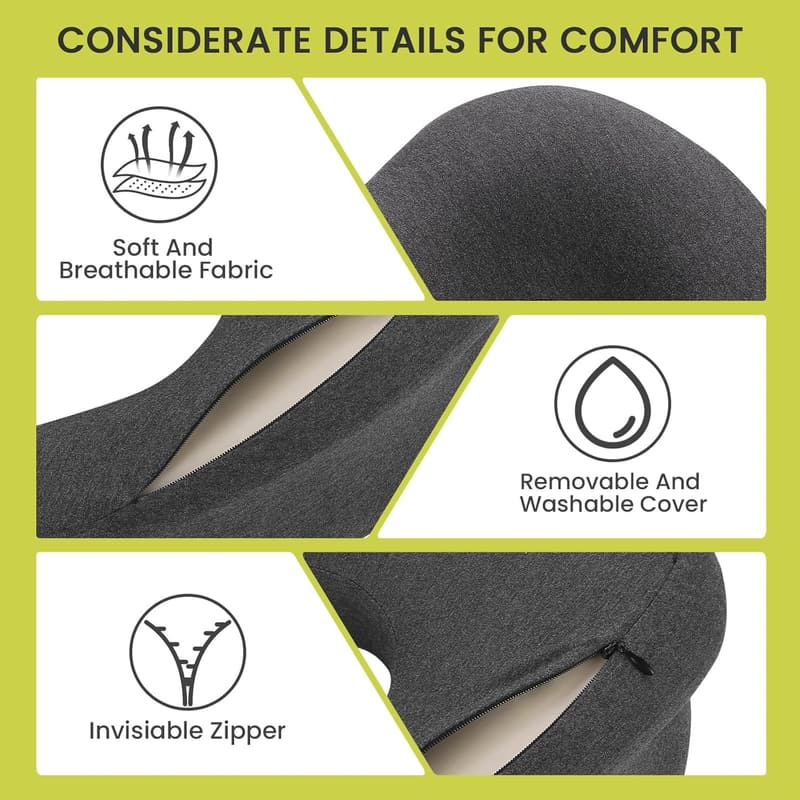 Memory Foam Face Down Pillow - Breathable and Skin Friendly (Black)