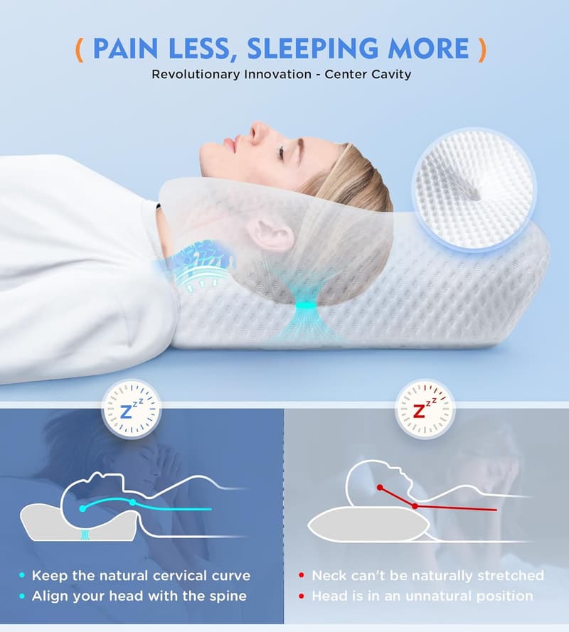 Adjustable Memory Foam Cervical Pillow for Neck Pain Relief