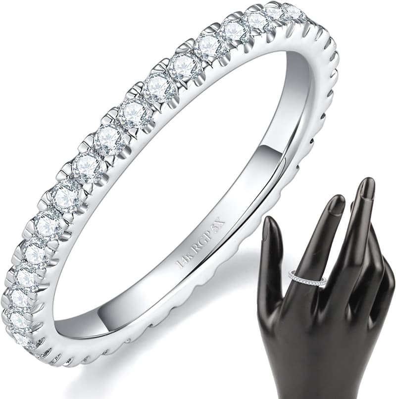 Gold Plated Stackable Eternity Rings with Cubic Zirconia for Women