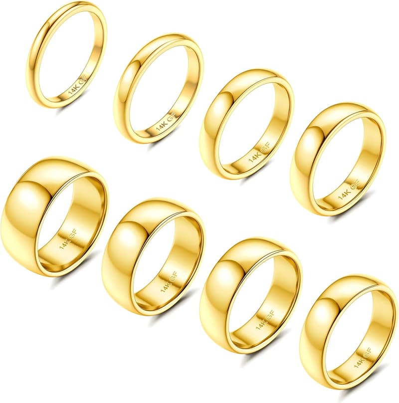 Gold Stacking Rings Set for Women – 8Pcs Size 5-10