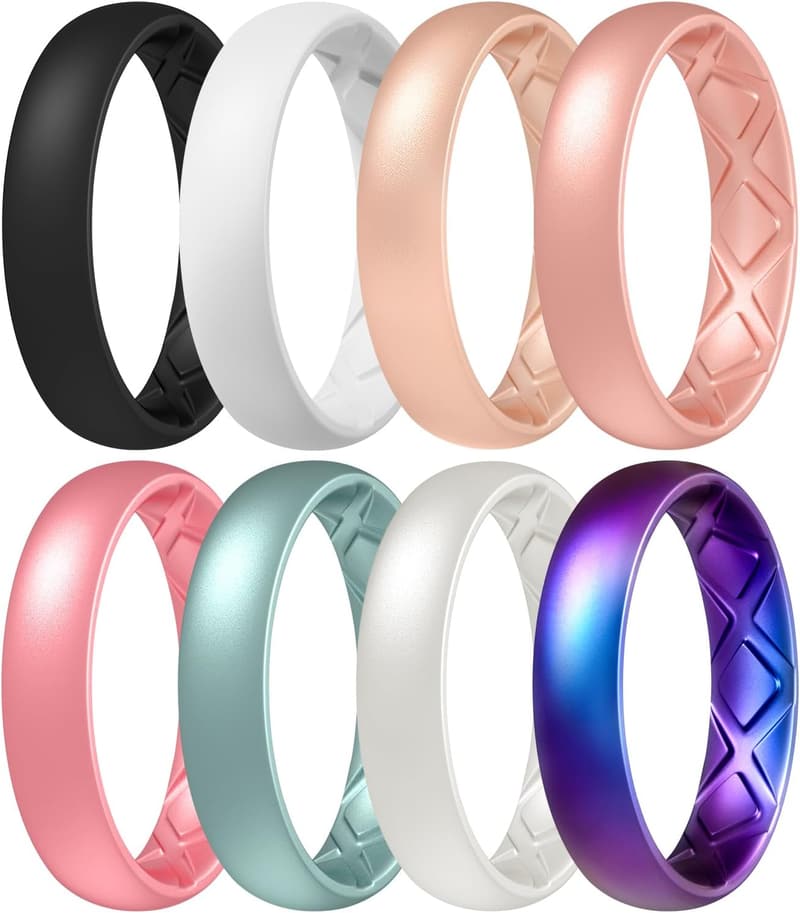 Women's Silicone Anniversary Ring - Breathable Design, 5.5mm Width