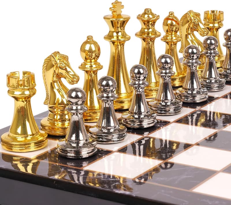 Marbling Metal Chess Set – Travel-Friendly for All Ages