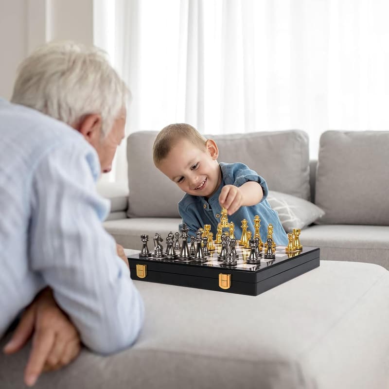 Marbling Metal Chess Set – Travel-Friendly for All Ages