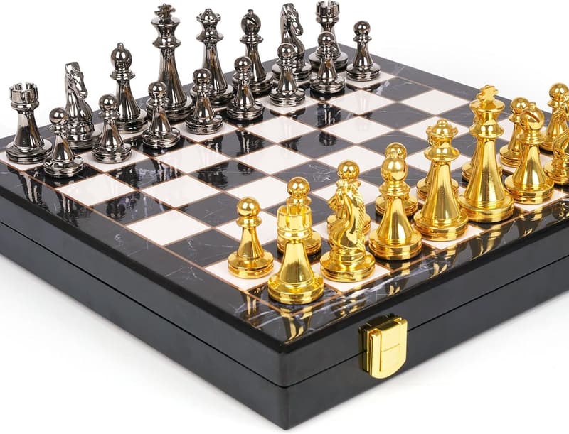 Marbling Metal Chess Set – Travel-Friendly for All Ages