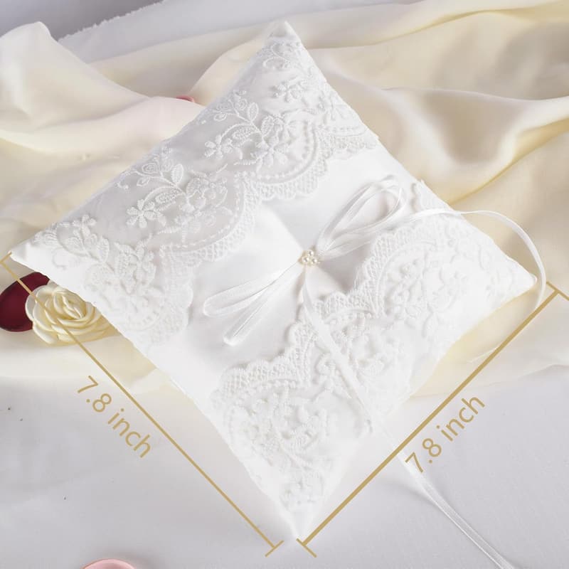 Lace Pearl Wedding Ring Pillow for Ring Bearer