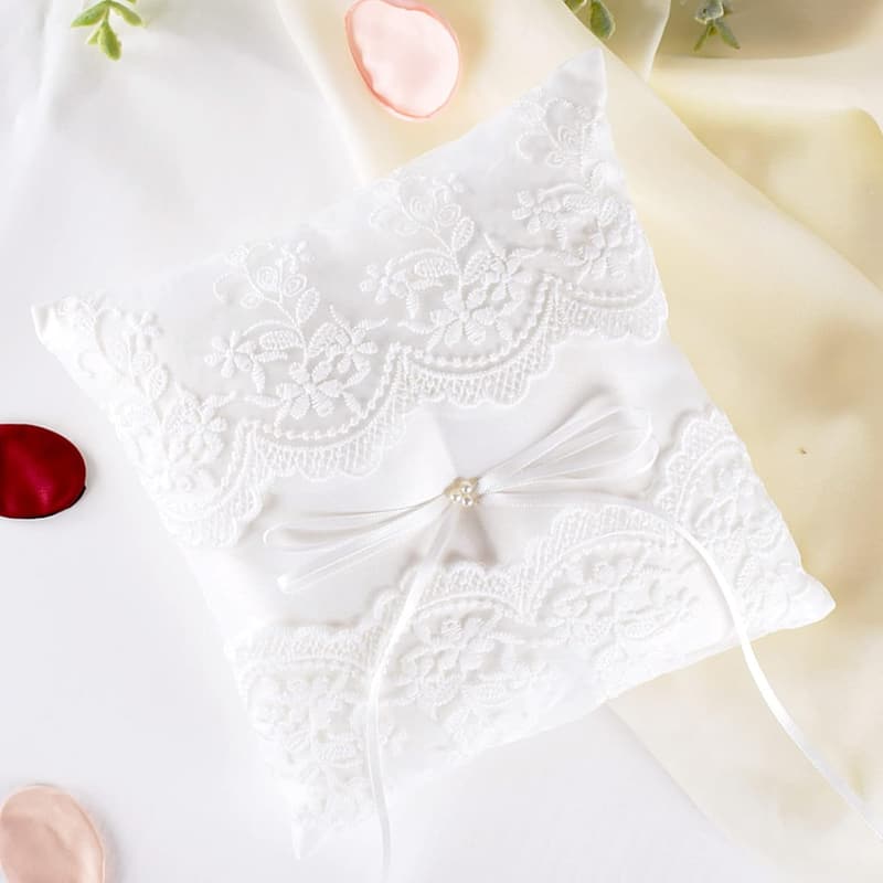 Lace Pearl Wedding Ring Pillow for Ring Bearer