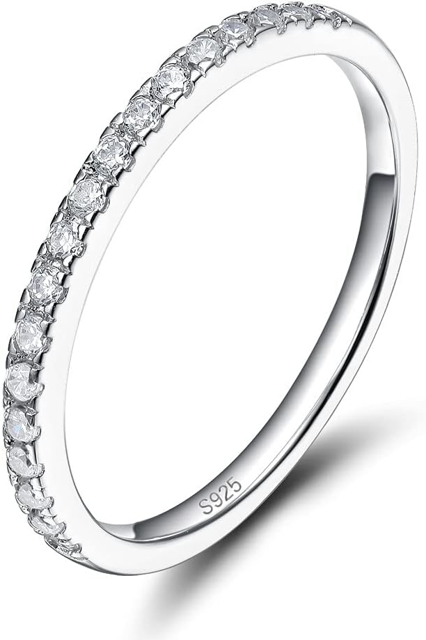 925 Sterling Silver Cubic Zirconia Half Eternity Wedding Band