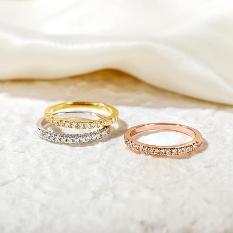 925 Sterling Silver Cubic Zirconia Half Eternity Wedding Band