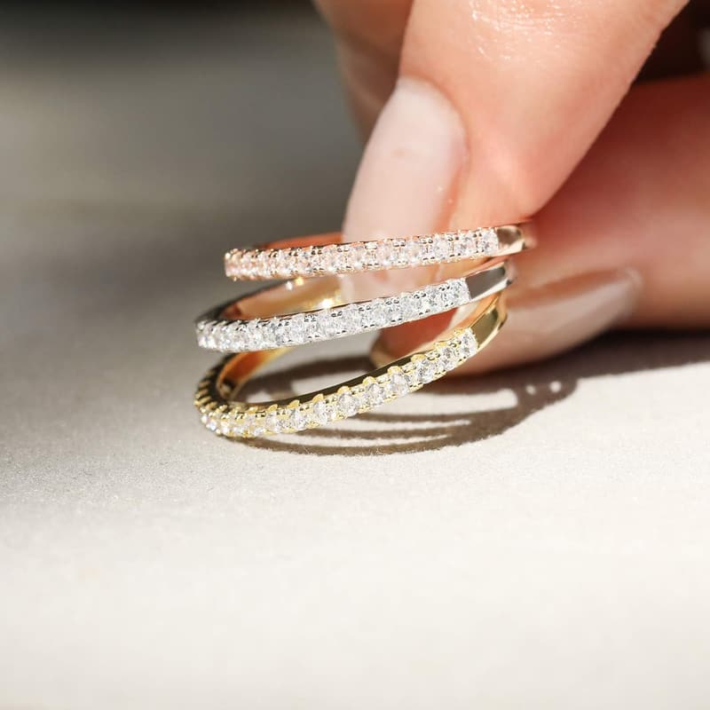 925 Sterling Silver Cubic Zirconia Half Eternity Wedding Band