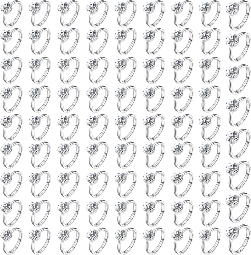 80-Piece Fake Diamond Engagement Rings Set for Bridal Shower