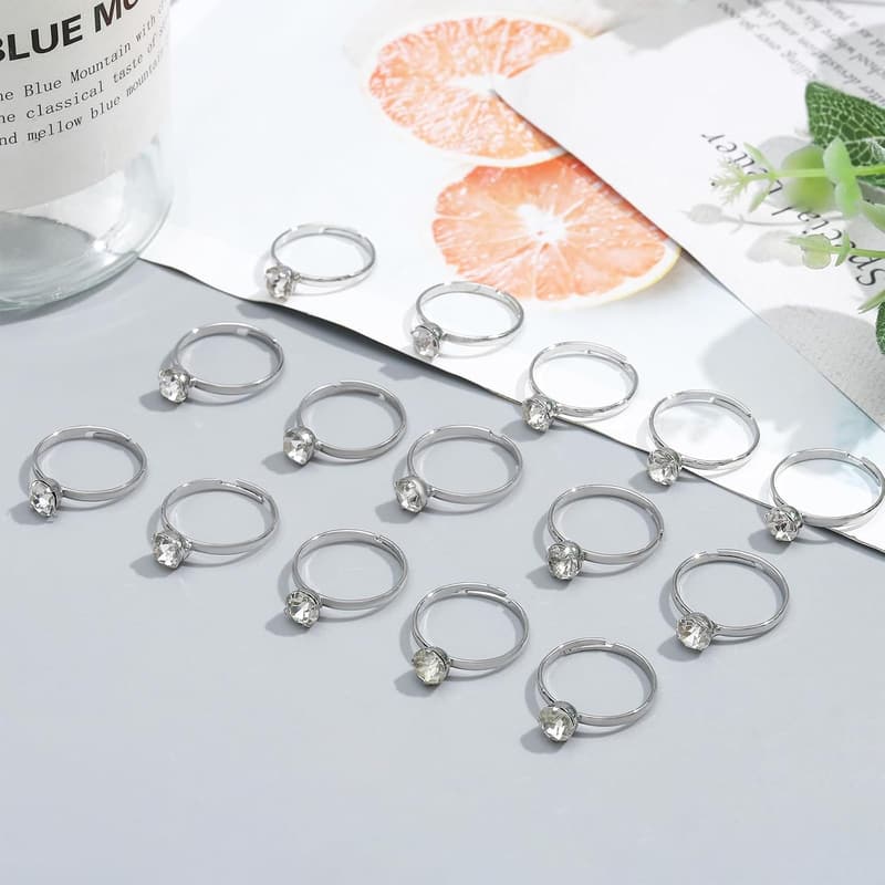 80-Piece Fake Diamond Engagement Rings Set for Bridal Shower