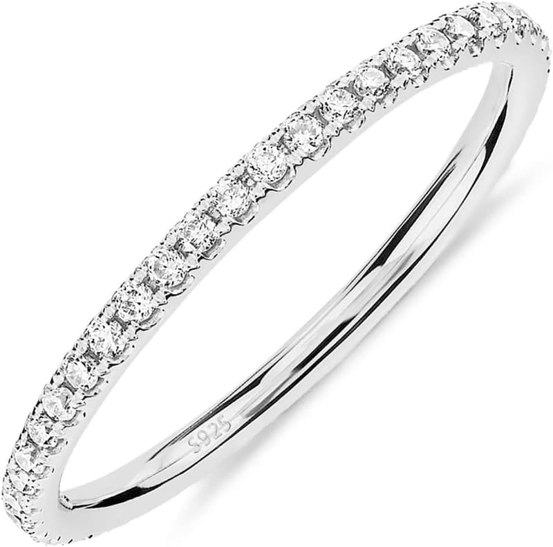 14K Gold Plated 925 Sterling Silver CZ Stackable Ring for Women