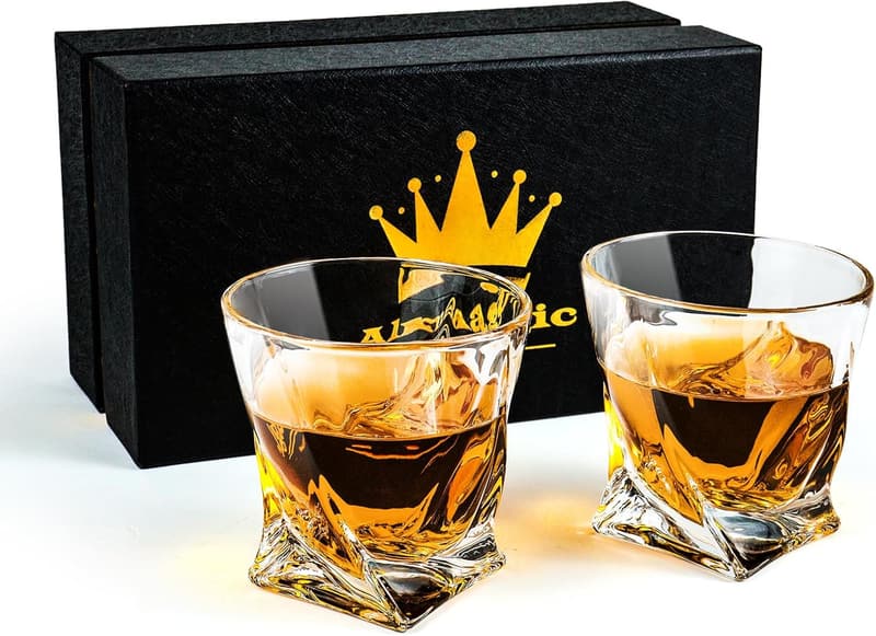 Whiskey Glass Set of 2 - Twist Design, Perfect for Dad’s Birthday