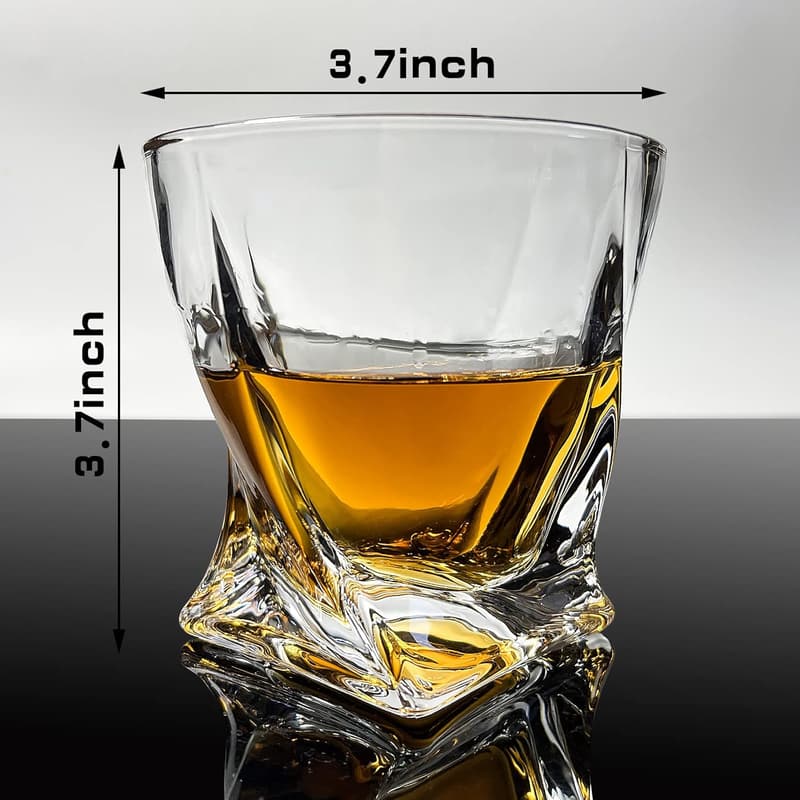Whiskey Glass Set of 2 - Twist Design, Perfect for Dad’s Birthday