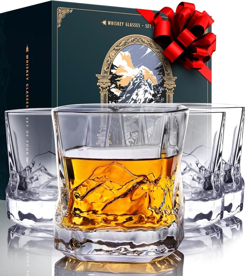 Mountains Themed 8 oz Old Fashioned Whiskey Glass Set of 4