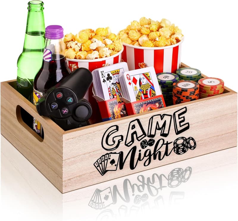 Reusable Wooden Snack Trays for Movie Night Gift Basket