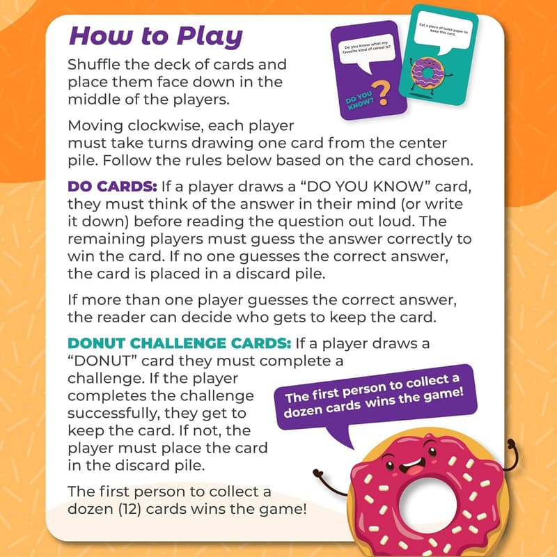 Family Game Night Do or Donut Card Game – Fun Challenge for 3-8 Players