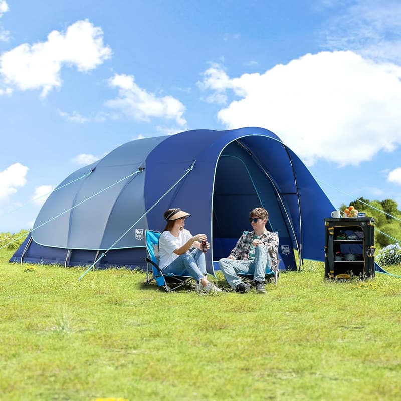 8-Person Waterproof Camping Tent with Porch & Room Divider