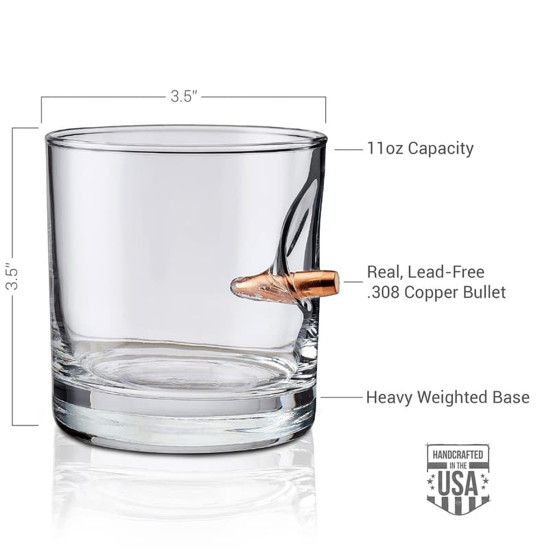 .308 Bullet Rocks Glass - 11oz, Made in the USA
