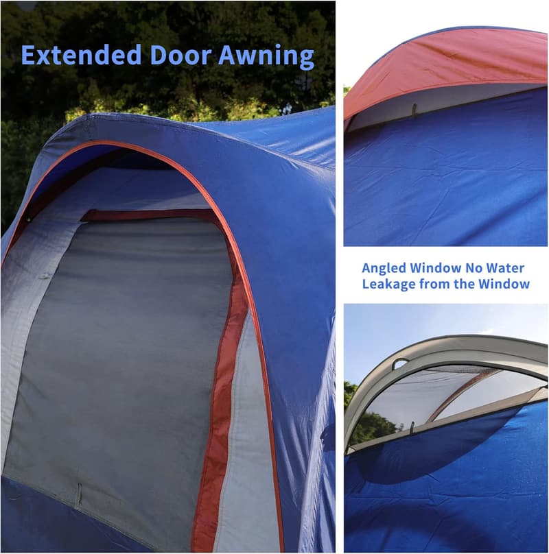 10-Person Waterproof Family Cabin Tent with Rainfly and Mesh Windows
