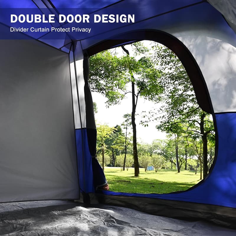 10-Person Waterproof Family Camping Tent with Rainfly