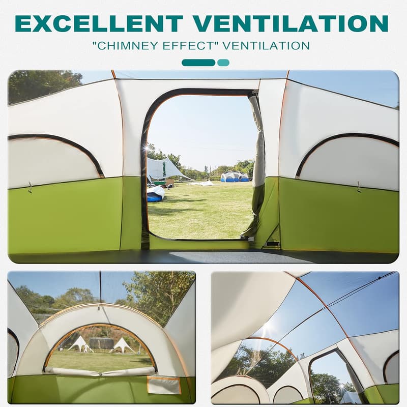 Waterproof 8-Person Family Camping Tent with Rainfly
