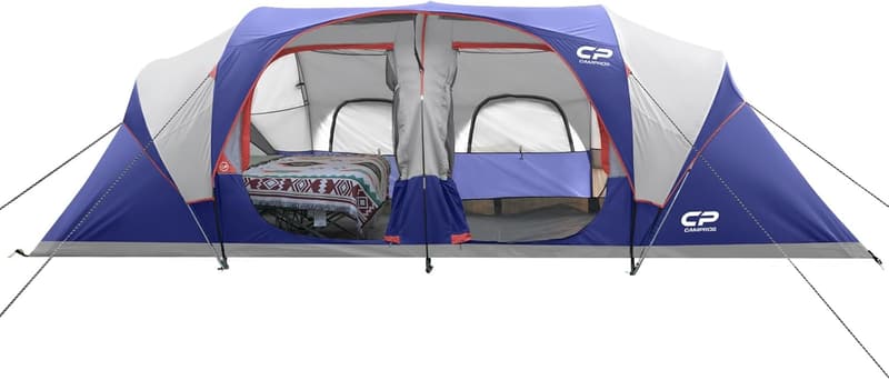 12-Person Waterproof Family Camping Tent with 3 Rooms