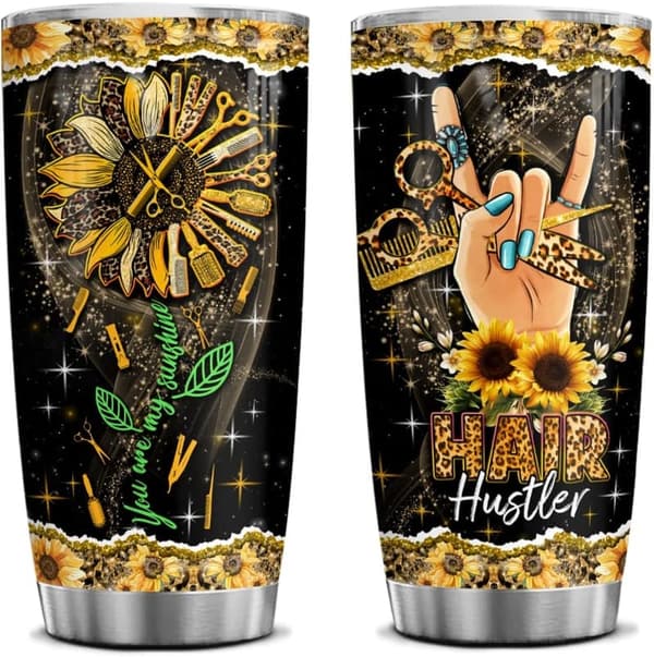 Hairstylist Gifts – 20oz Stainless Steel Tumbler with Sunflower Design