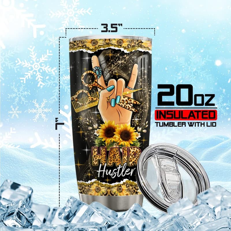 Hairstylist Gifts – 20oz Stainless Steel Tumbler with Sunflower Design