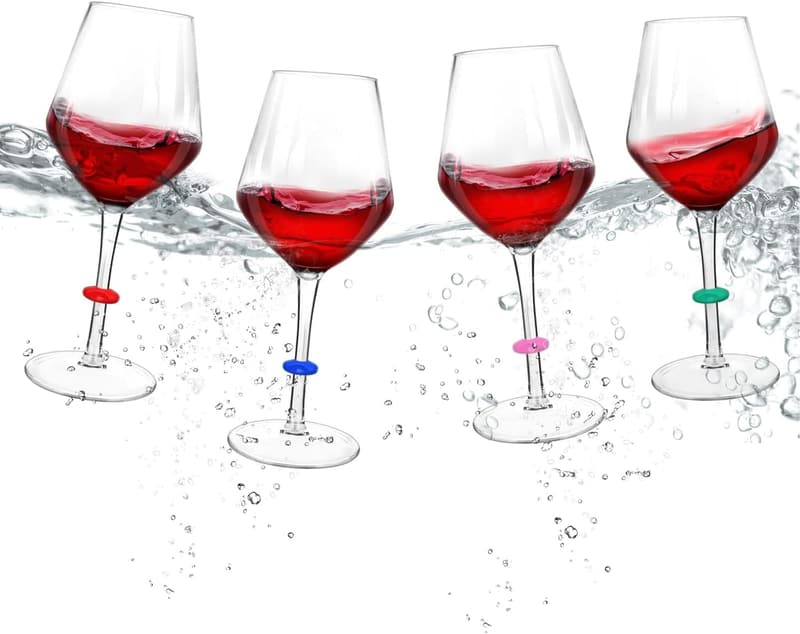 Shatterproof Floating Wine Glasses with Charms - Set of 4