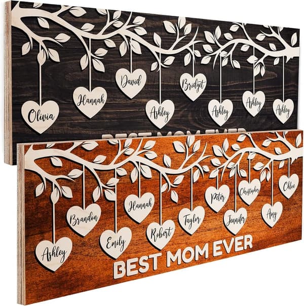 Mother's Day Personalized Family Tree Wall Art - Custom Wood Sign