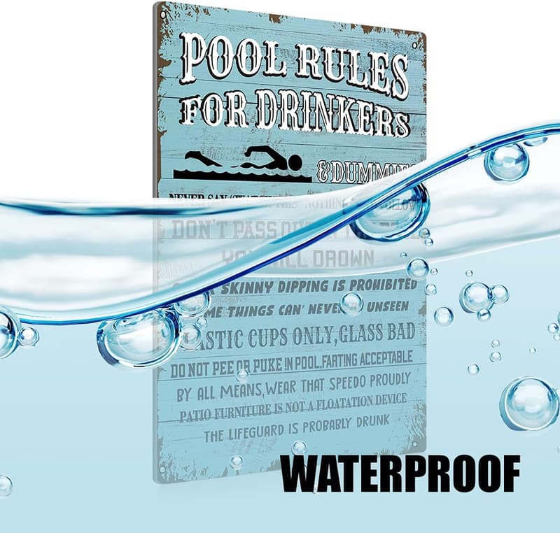 Swimming Pool Rules Metal Sign - 8x12 Inch Decor
