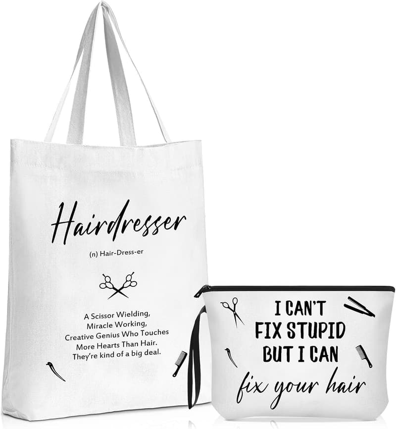 Hair Stylist Gifts: 2 Pcs Inspirational Canvas Makeup Pouches
