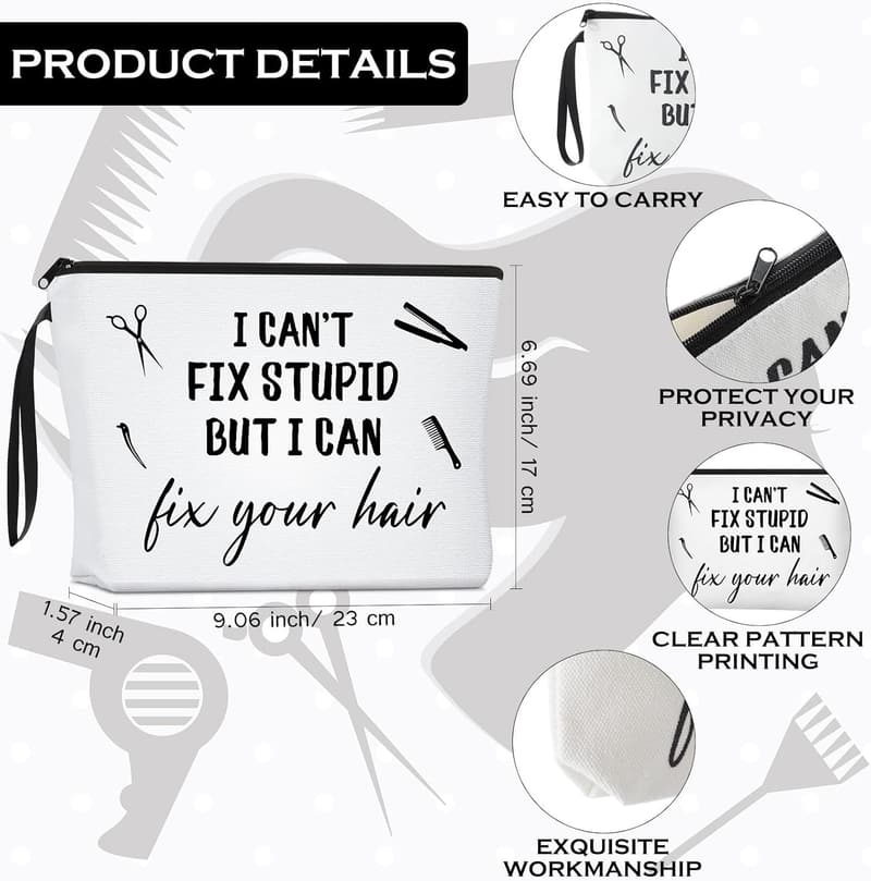 Hair Stylist Gifts: 2 Pcs Inspirational Canvas Makeup Pouches