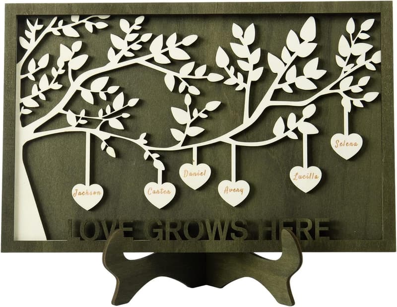 Custom Tree of Life Family Name Sign with Stand for Mom/Grandma