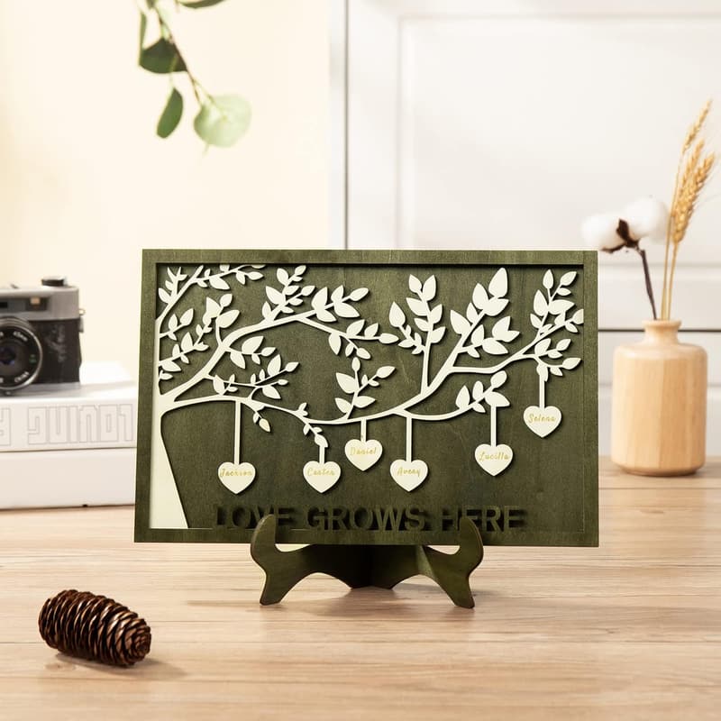 Custom Tree of Life Family Name Sign with Stand for Mom/Grandma