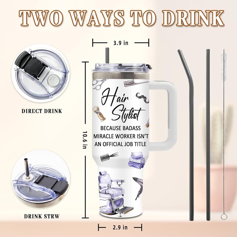 Hair Stylist Graduation Gift - 40 Oz Tumbler with Handle