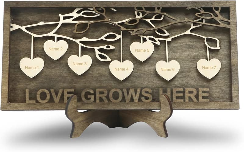 Personalized Wooden Family Tree Sign - Custom 7-Name Decor