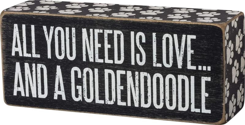 Goldendoodle Box Sign - 6x2.5 inches, Black & White