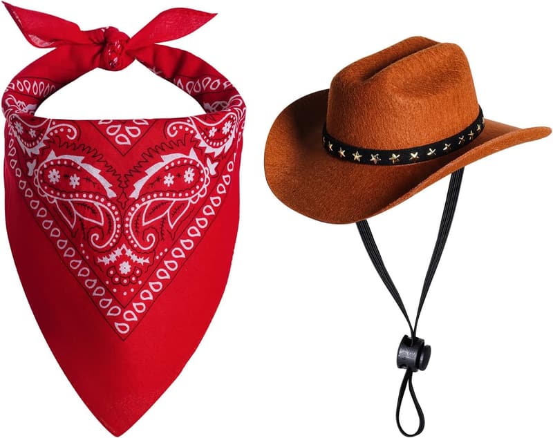 Pet Cowboy Costume with Hat and Bandana for Halloween
