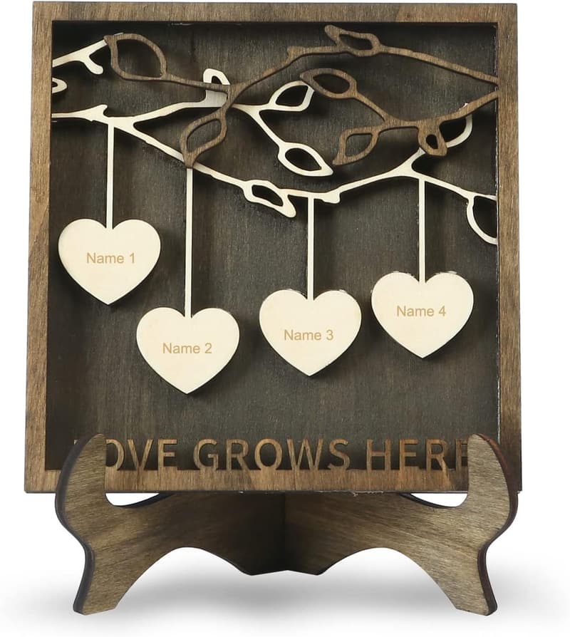 Personalized Family Tree Wooden Plaque for Mom
